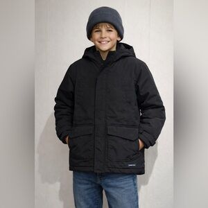 Lands End Squall Jacket Youth Medium Black Waterproof School Winter Coat Age 8